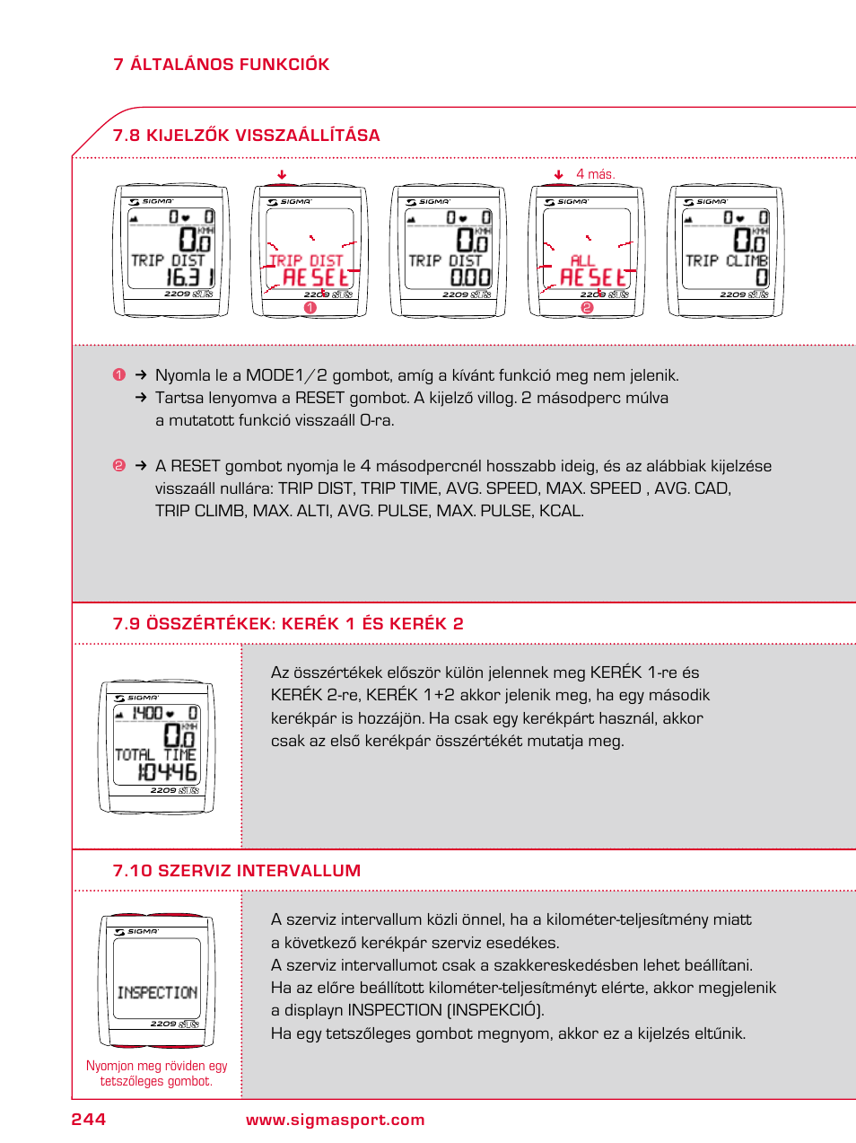 SIGMA BC 2209 TARGA User Manual | Page 244 / 284