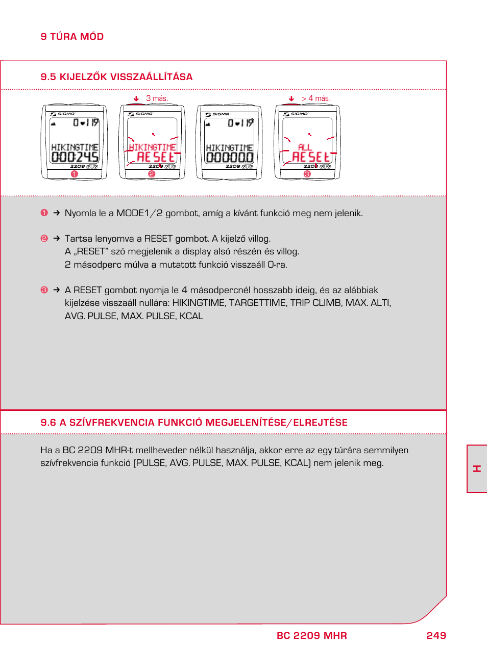 SIGMA BC 2209 TARGA User Manual | Page 249 / 284