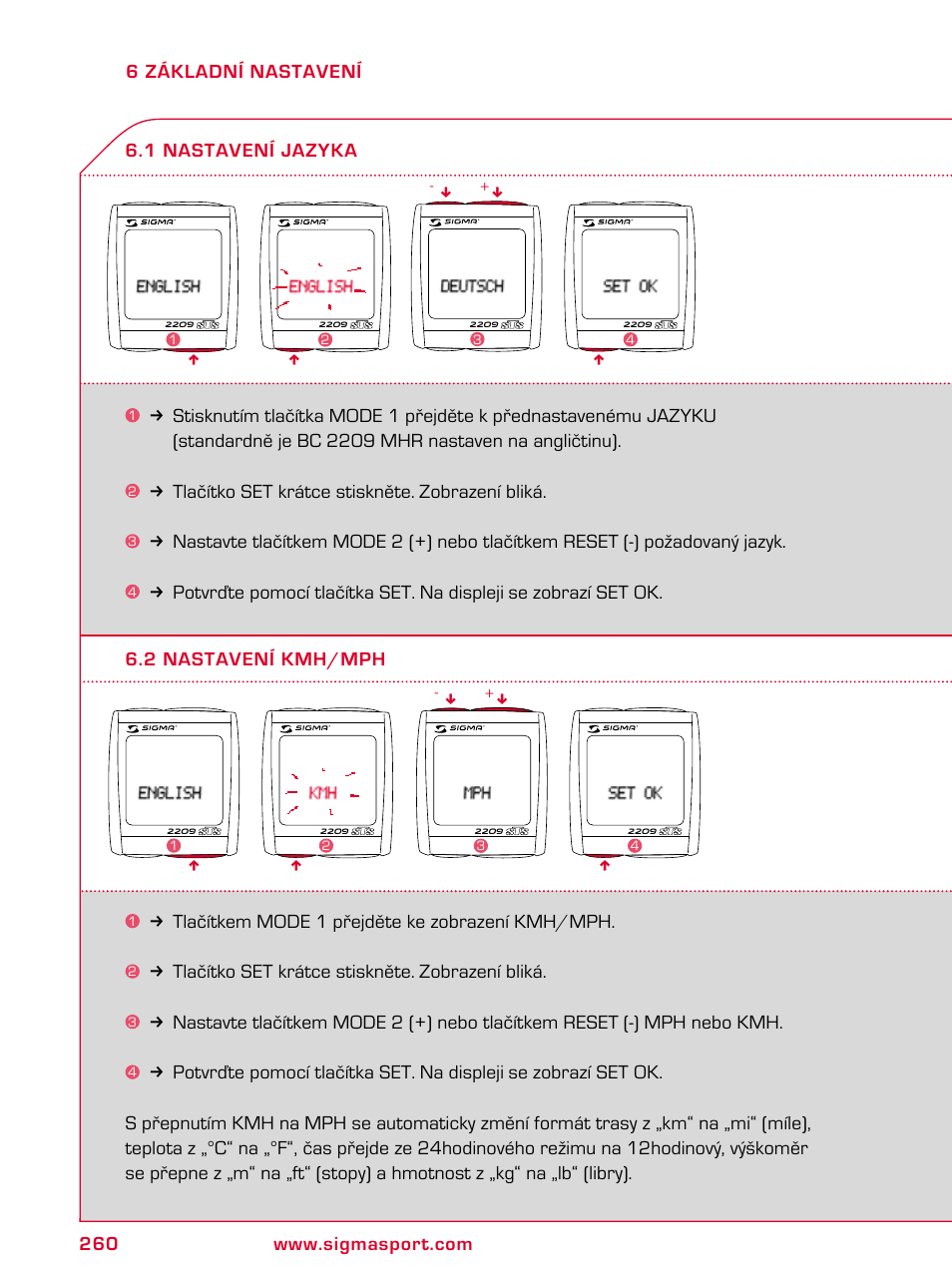 SIGMA BC 2209 TARGA User Manual | Page 260 / 284