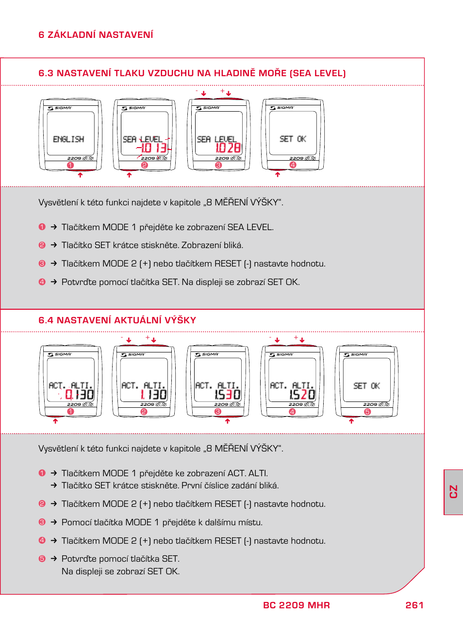 SIGMA BC 2209 TARGA User Manual | Page 261 / 284