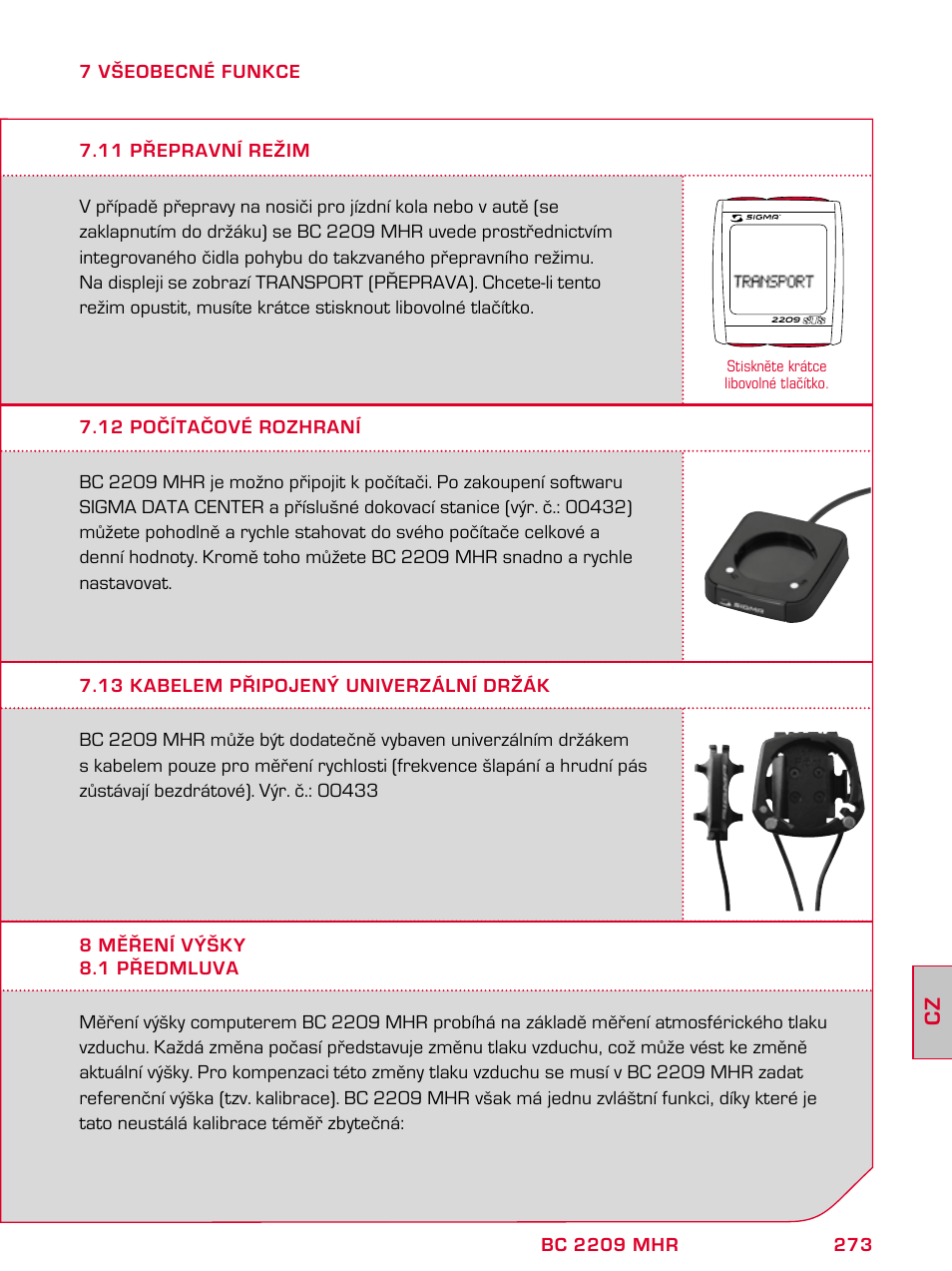 SIGMA BC 2209 TARGA User Manual | Page 273 / 284