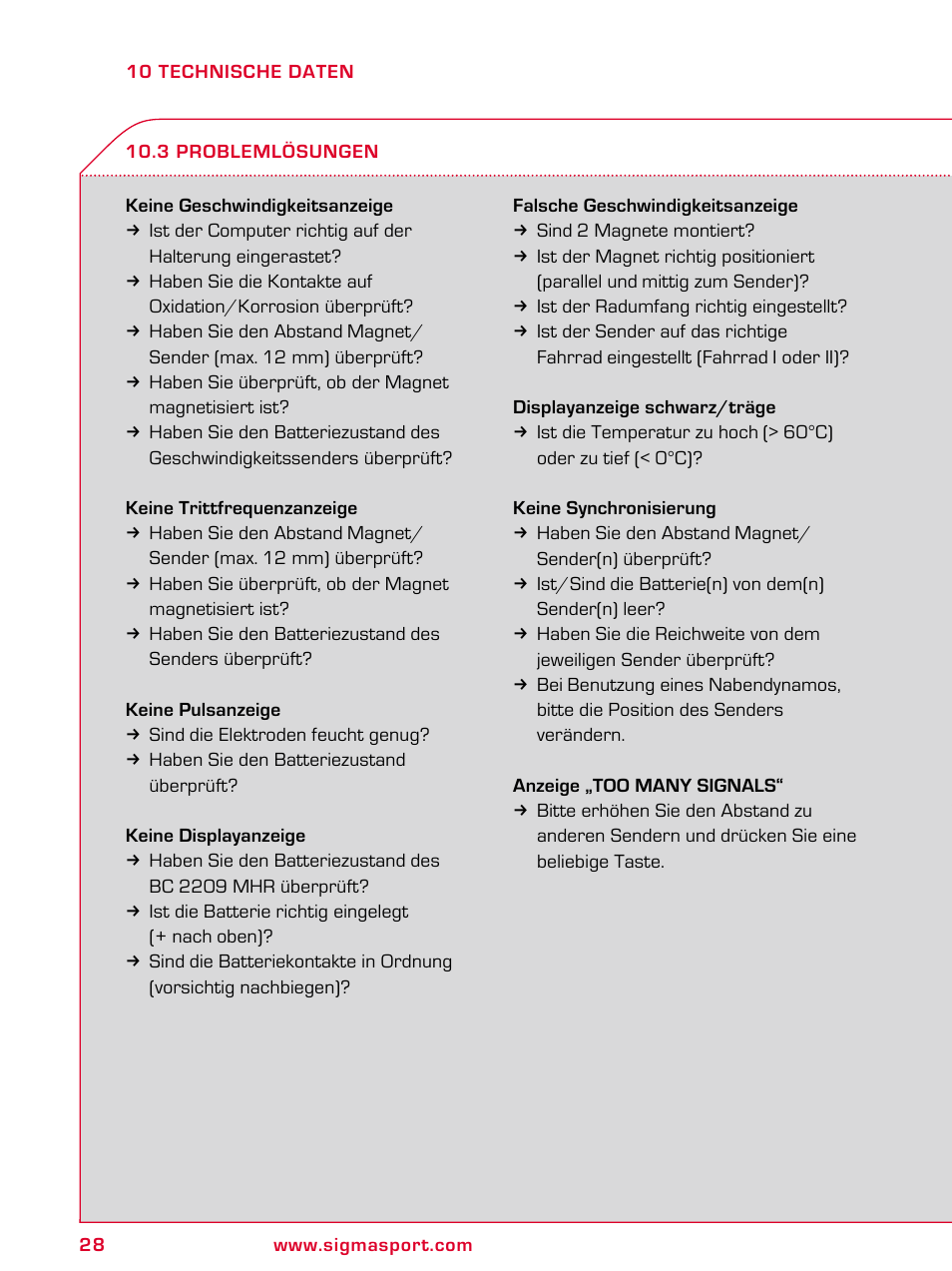 SIGMA BC 2209 TARGA User Manual | Page 28 / 284