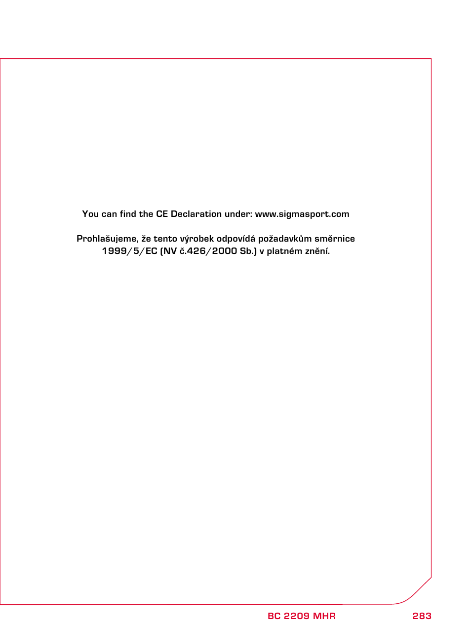 SIGMA BC 2209 TARGA User Manual | Page 283 / 284