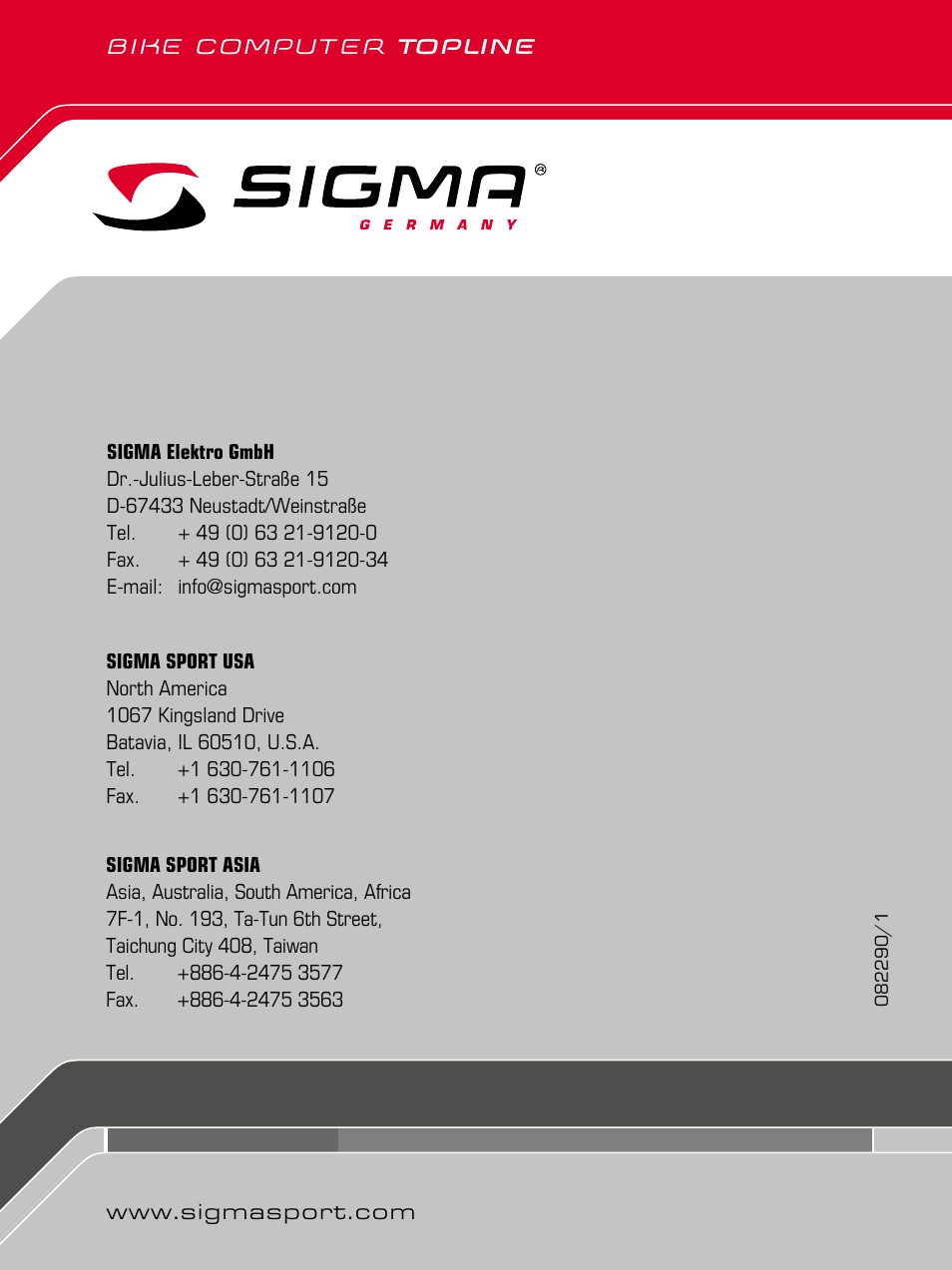 Bike computer topline | SIGMA BC 2209 TARGA User Manual | Page 284 / 284