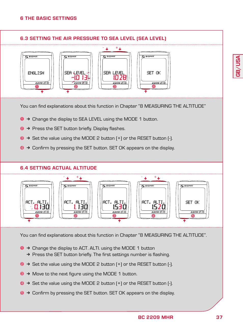 Gb/usa | SIGMA BC 2209 TARGA User Manual | Page 37 / 284