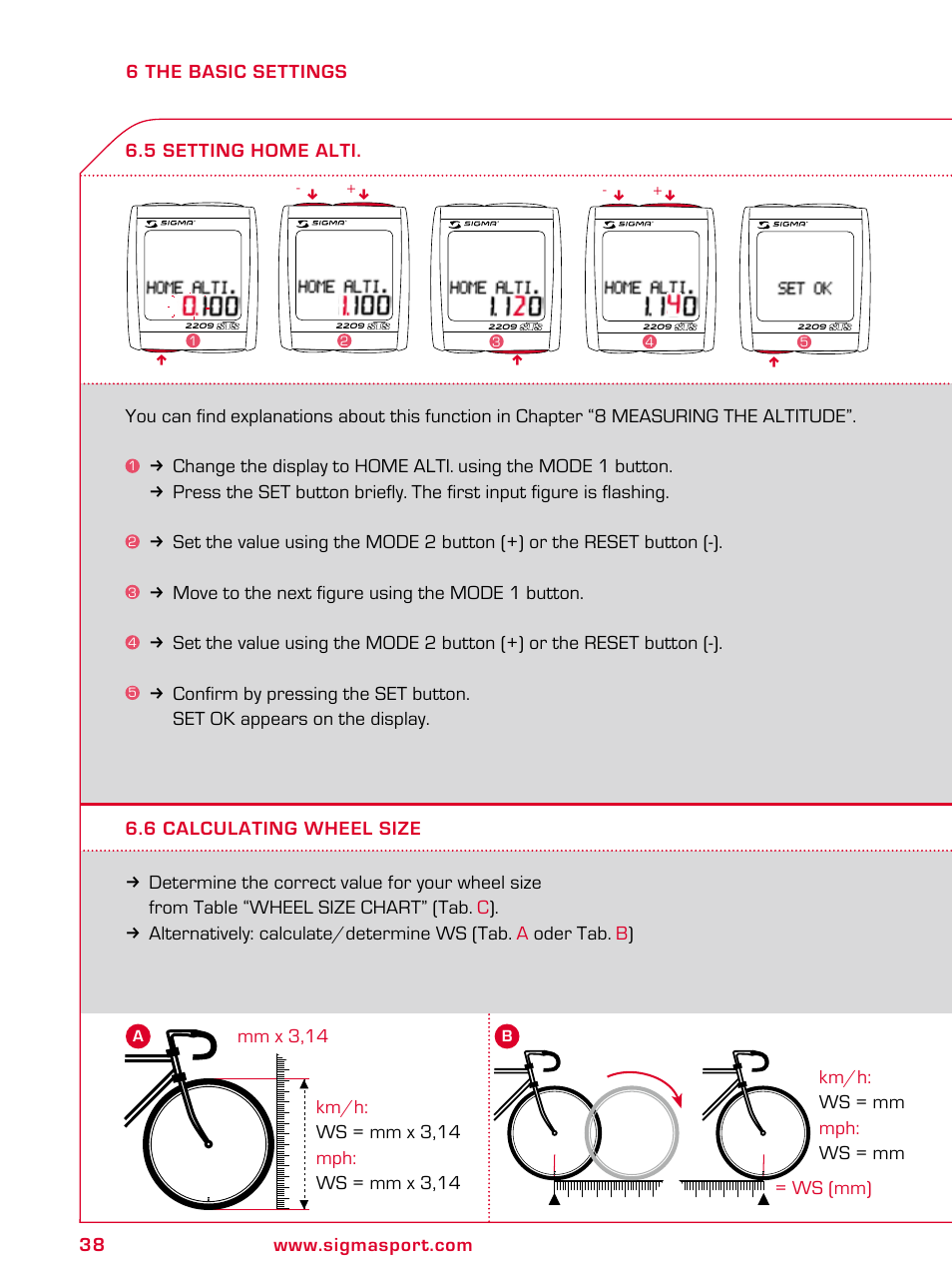 SIGMA BC 2209 TARGA User Manual | Page 38 / 284