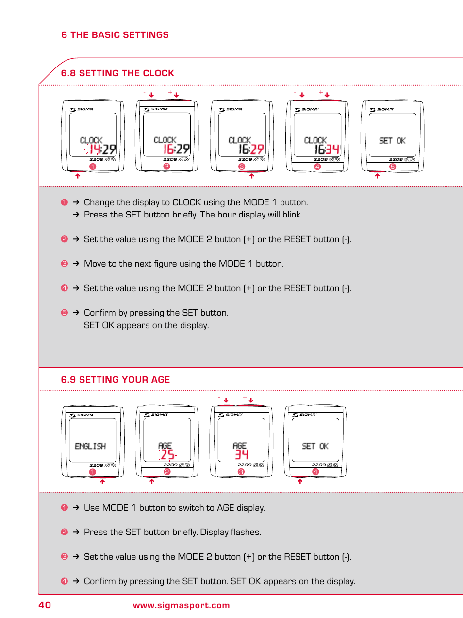 SIGMA BC 2209 TARGA User Manual | Page 40 / 284