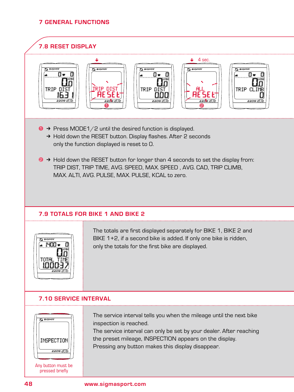 SIGMA BC 2209 TARGA User Manual | Page 48 / 284