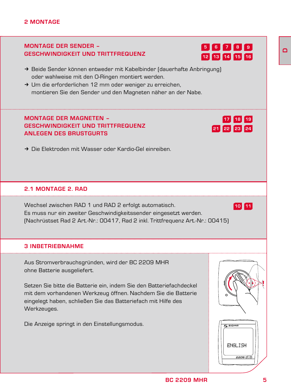 SIGMA BC 2209 TARGA User Manual | Page 5 / 284