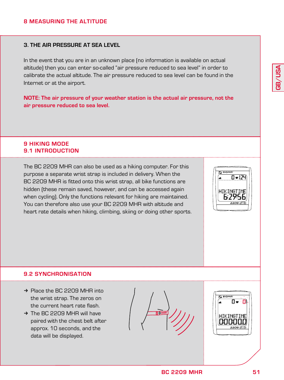 Gb/usa | SIGMA BC 2209 TARGA User Manual | Page 51 / 284