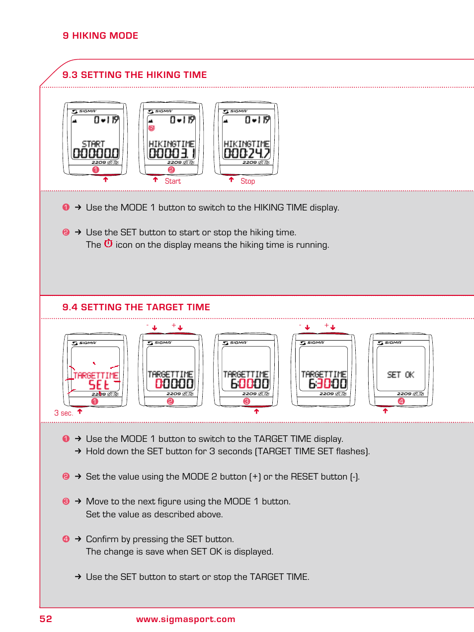 SIGMA BC 2209 TARGA User Manual | Page 52 / 284