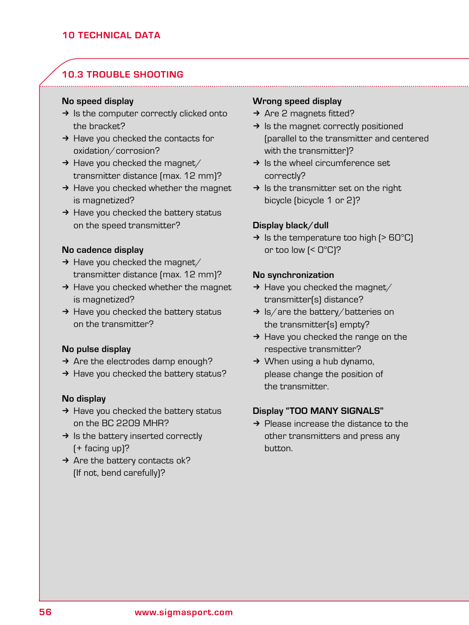 SIGMA BC 2209 TARGA User Manual | Page 56 / 284
