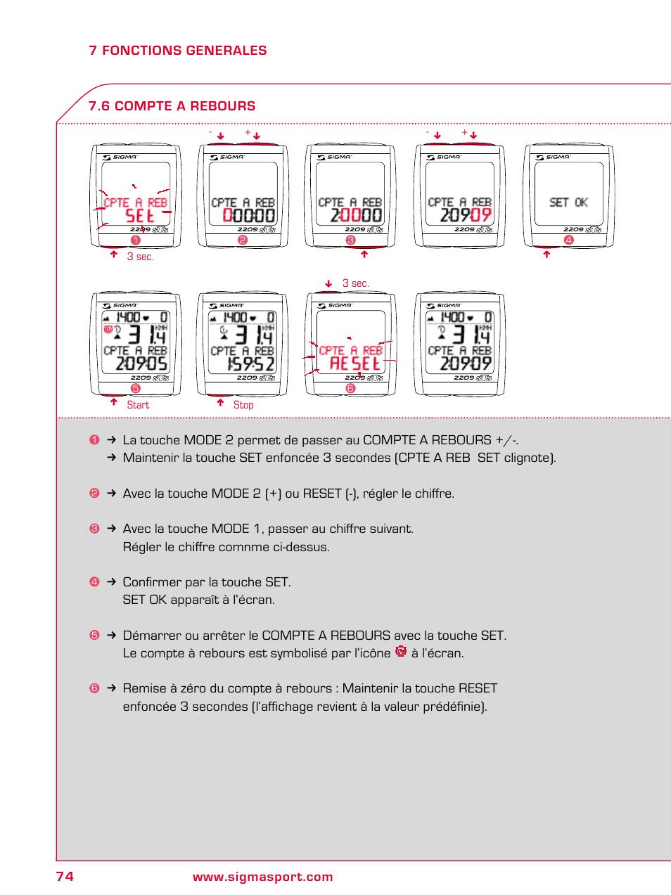 SIGMA BC 2209 TARGA User Manual | Page 74 / 284