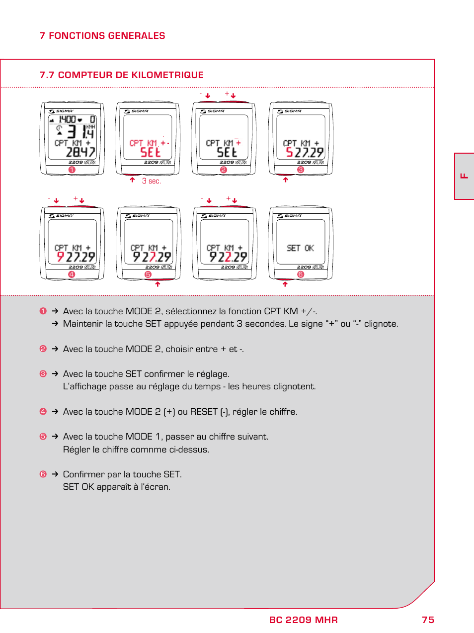 SIGMA BC 2209 TARGA User Manual | Page 75 / 284