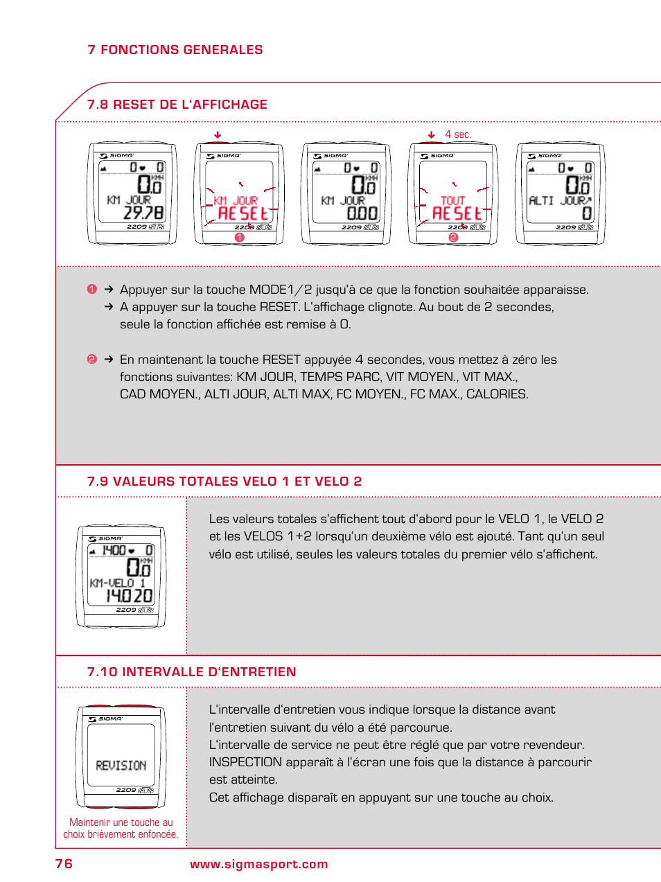 SIGMA BC 2209 TARGA User Manual | Page 76 / 284