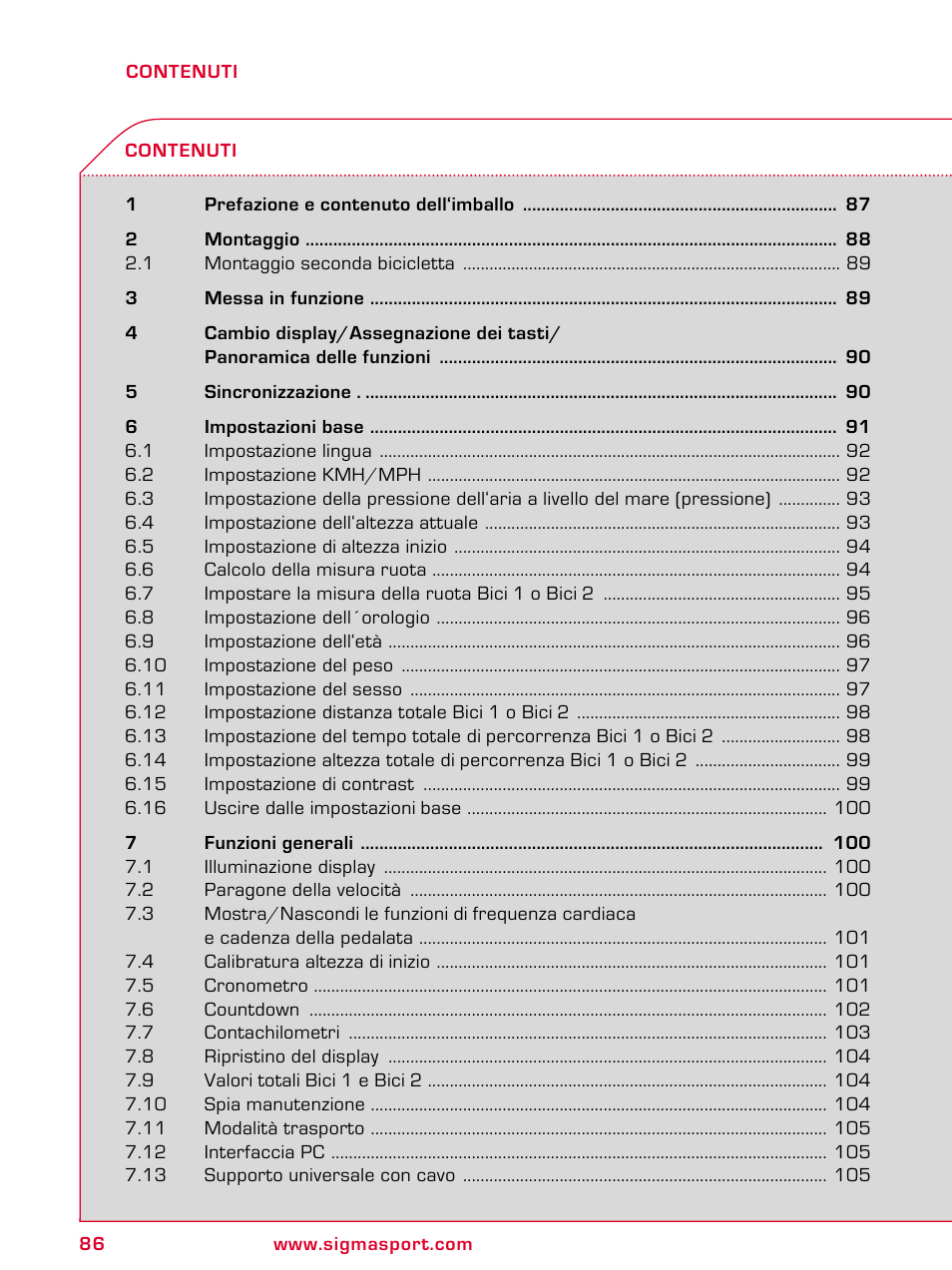 SIGMA BC 2209 TARGA User Manual | Page 86 / 284