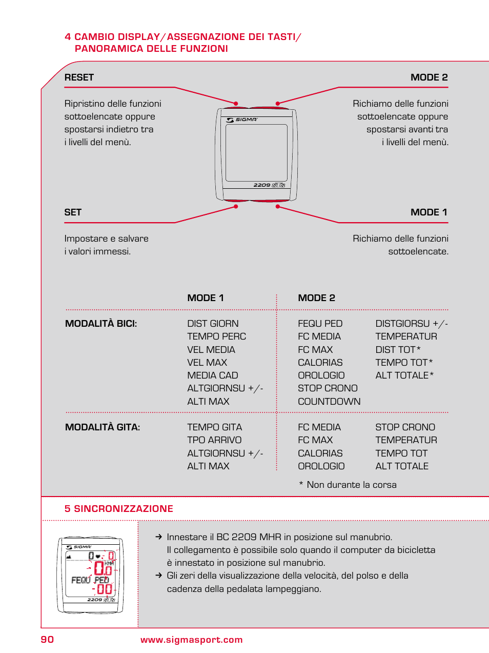SIGMA BC 2209 TARGA User Manual | Page 90 / 284