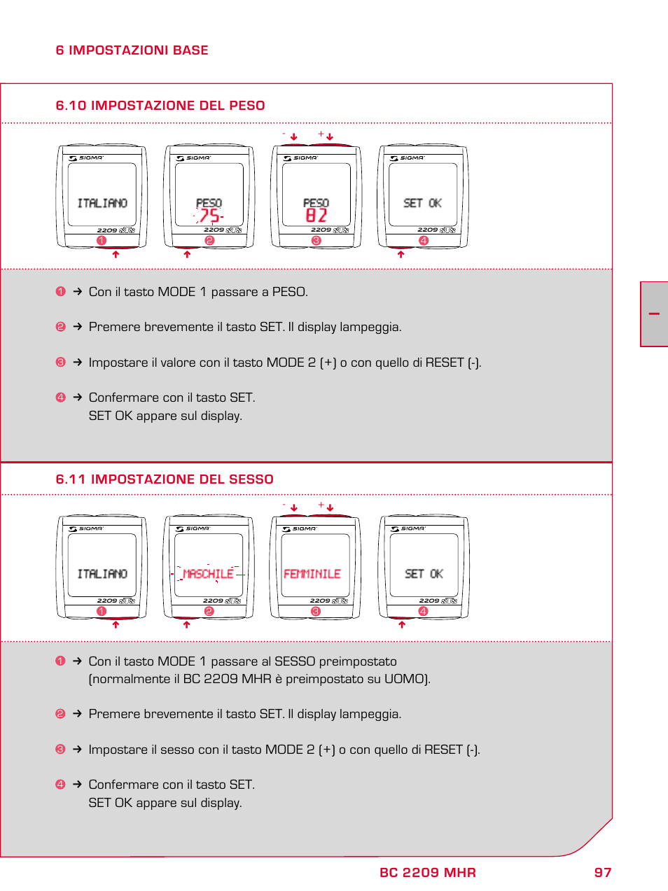 SIGMA BC 2209 TARGA User Manual | Page 97 / 284