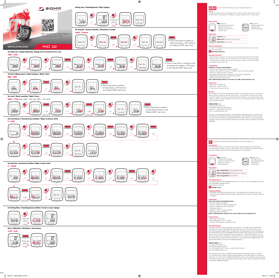 SIGMA MC 10 User Manual | 2 pages