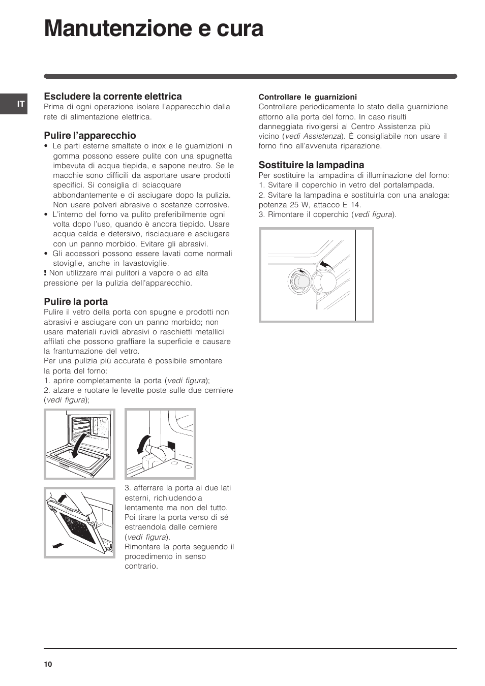 Manutenzione e cura | Indesit FIM 51 K.A IX User Manual | Page 10 / 72
