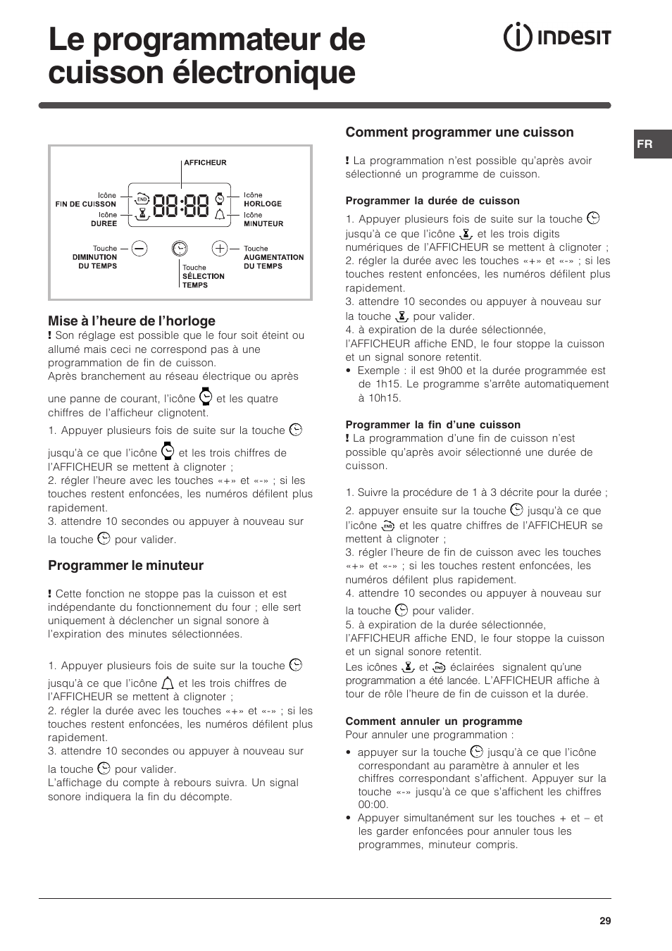 Le programmateur de cuisson électronique | Indesit FIM 51 K.A IX User Manual | Page 29 / 72