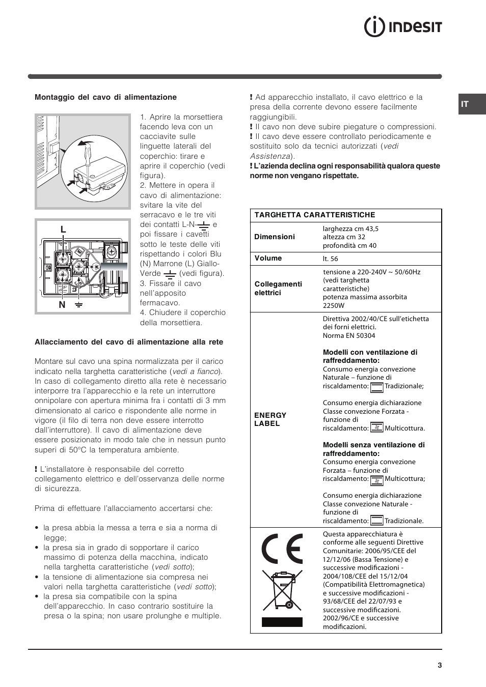 Indesit FIM 51 K.A IX User Manual | Page 3 / 72