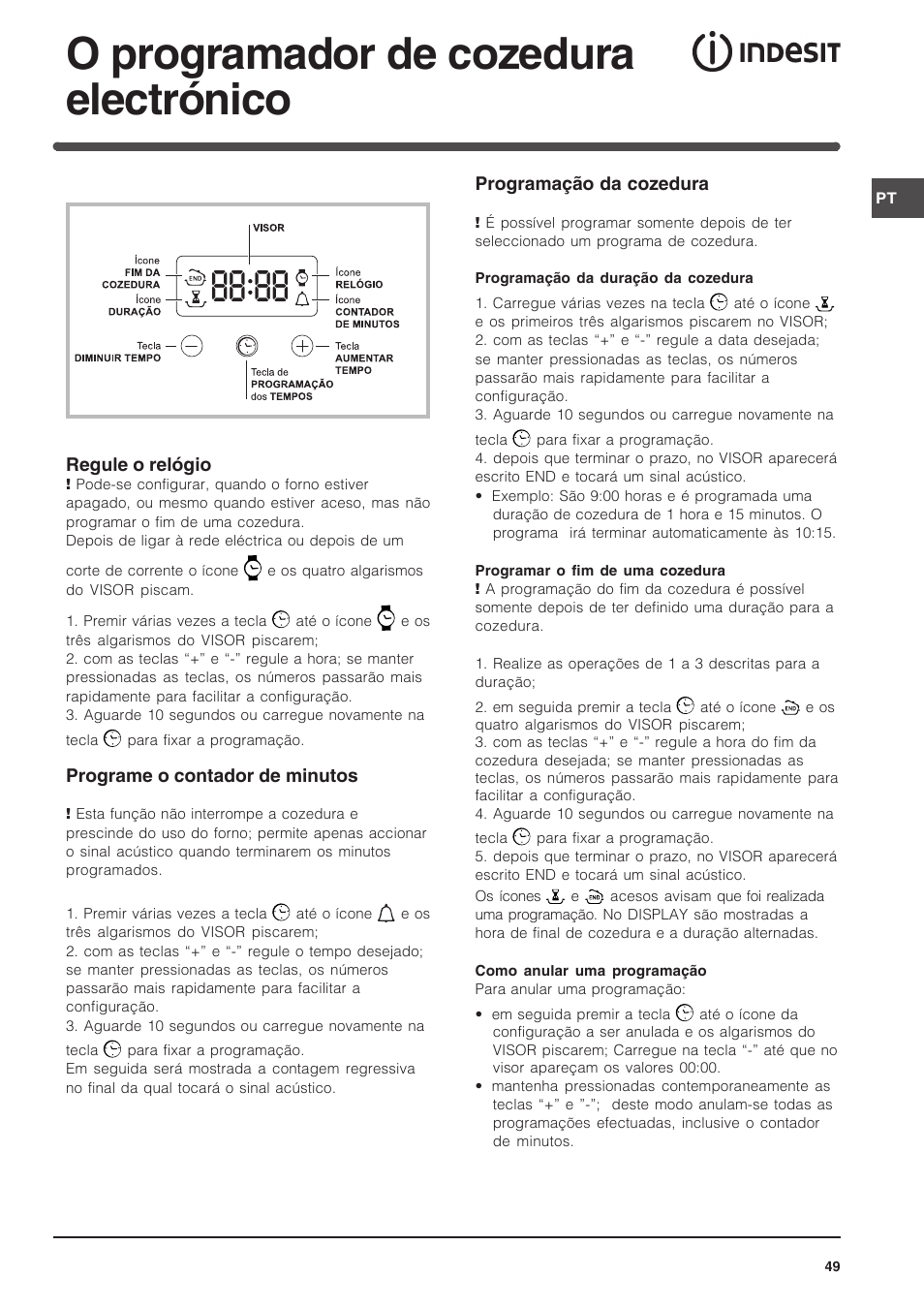 O programador de cozedura electrónico | Indesit FIM 51 K.A IX User Manual | Page 49 / 72