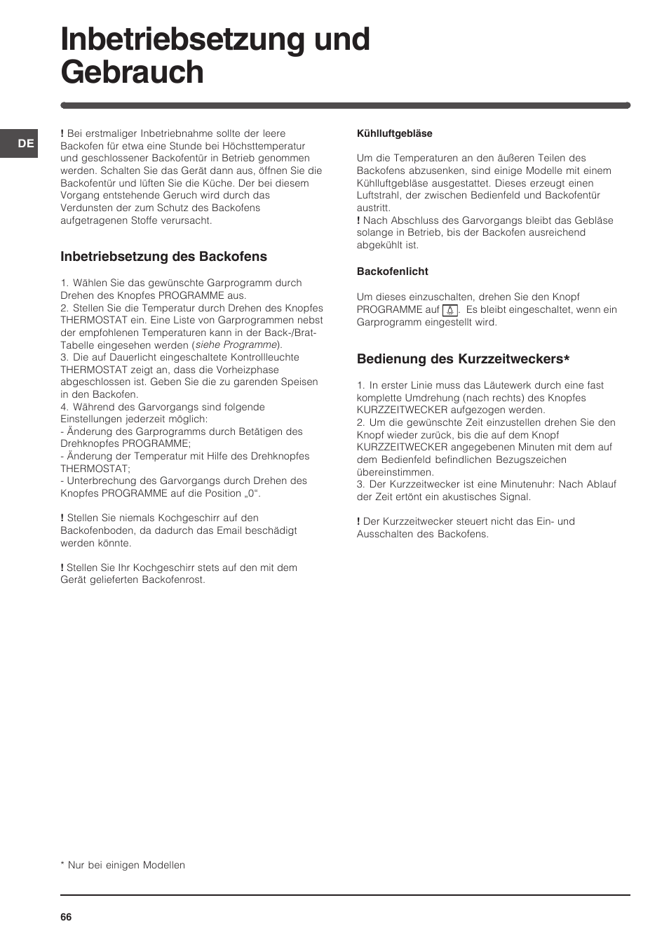 Inbetriebsetzung und gebrauch | Indesit FIM 51 K.A IX User Manual | Page 66 / 72