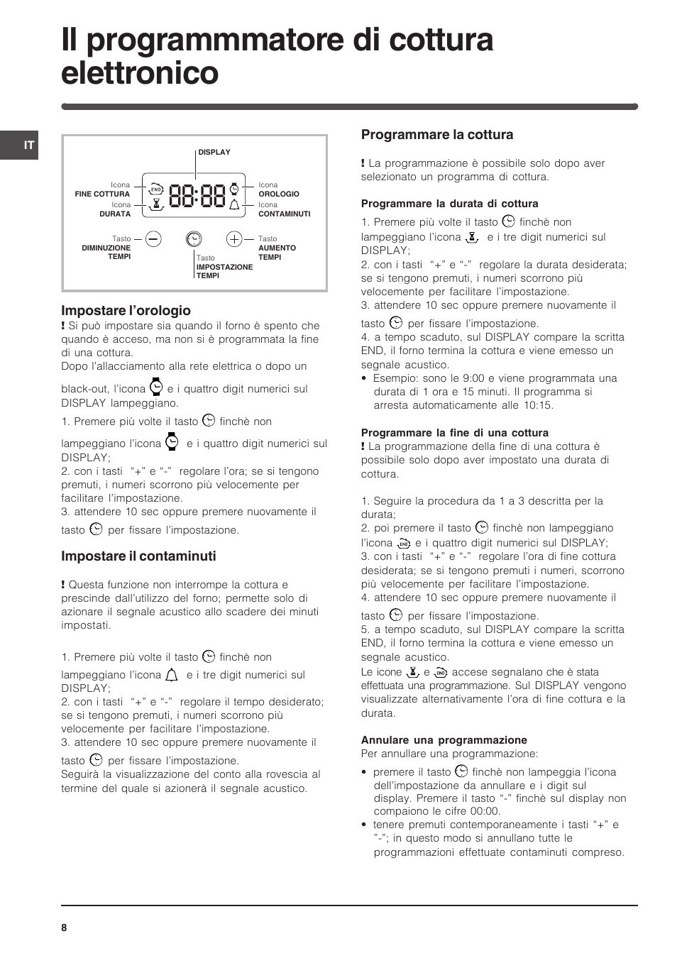 Il programmmatore di cottura elettronico | Indesit FIM 51 K.A IX User Manual | Page 8 / 72