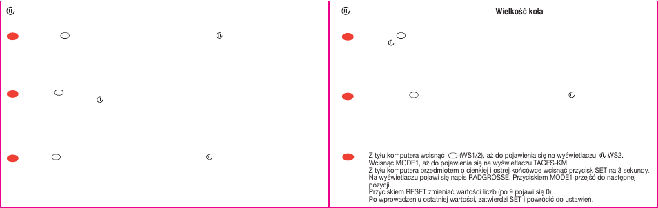 Misura della ruora · dim de rueda · hjul storlek, Wielomtrek · dimensão da roda · wielkość koła | SIGMA BC 1600 User Manual | Page 16 / 33