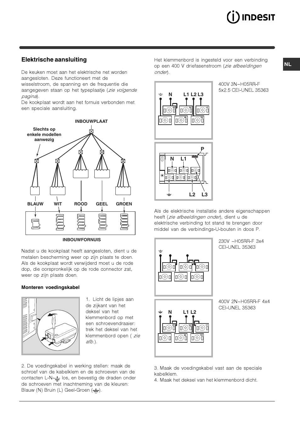 Elektrische aansluiting | Indesit HIM 506 EK.A User Manual | Page 23 / 60