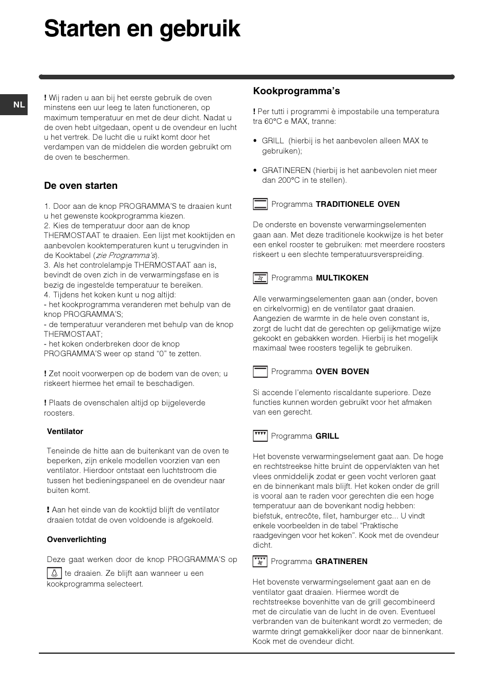 Starten en gebruik | Indesit HIM 506 EK.A User Manual | Page 25 / 60