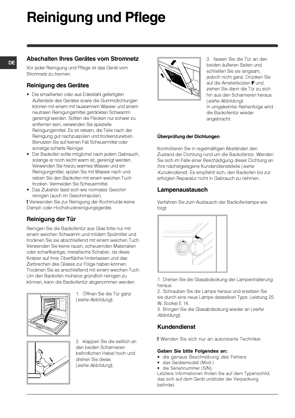 Reinigung und pflege | Indesit HIM 506 EK.A User Manual | Page 39 / 60