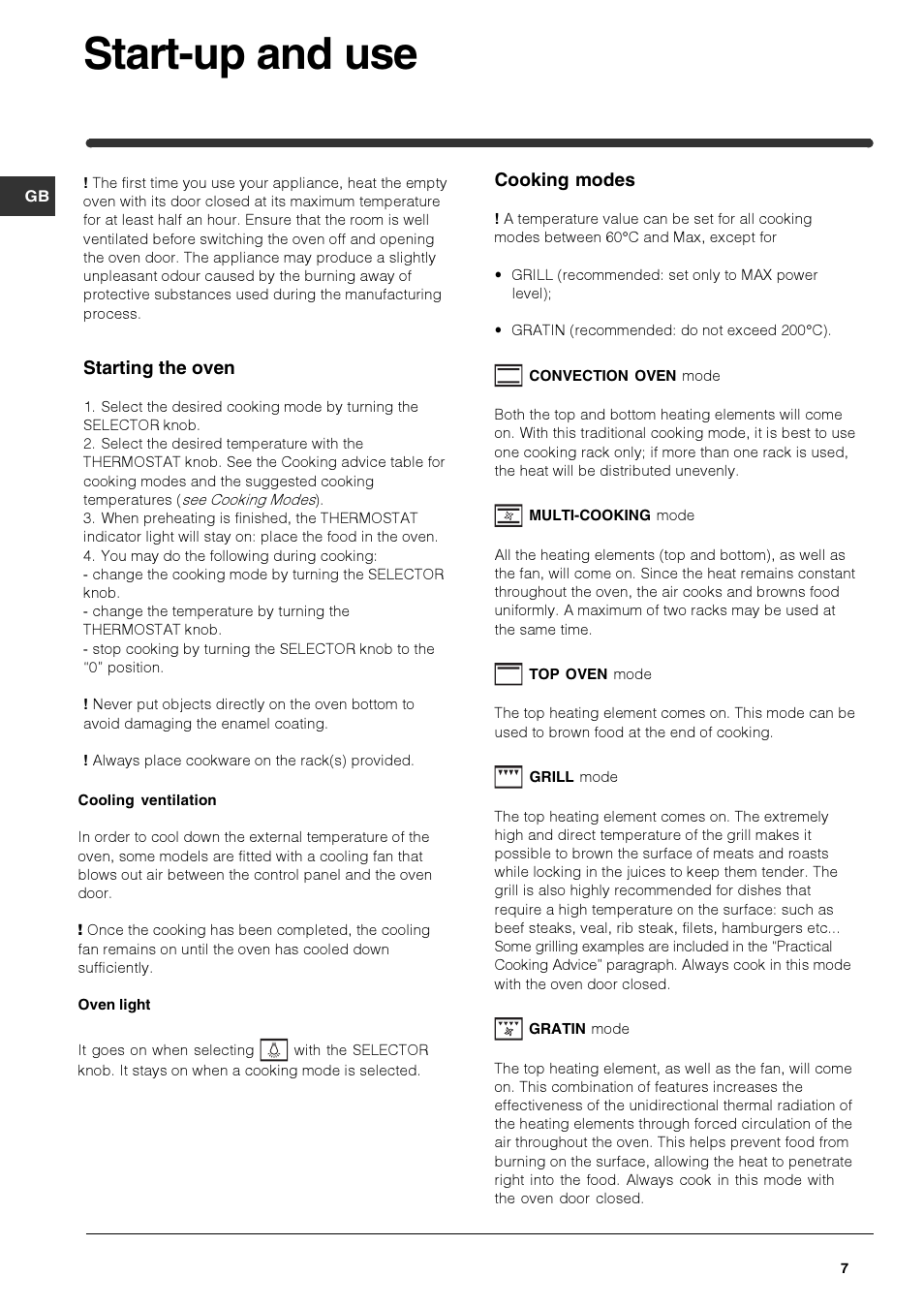 Start-up and use | Indesit HIM 506 EK.A User Manual | Page 7 / 60