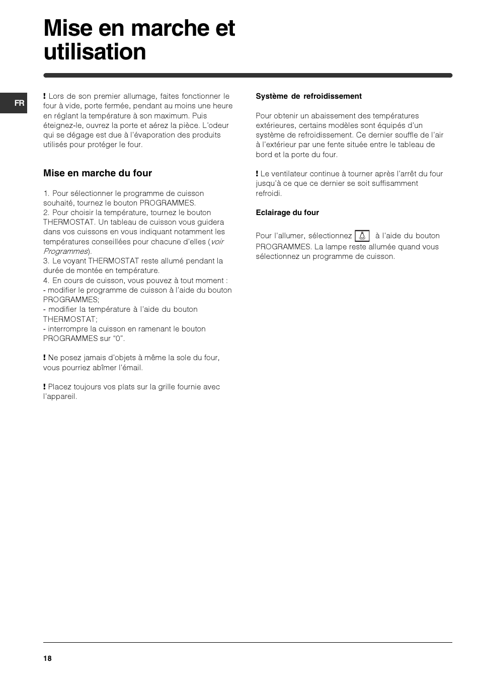 Mise en marche et utilisation | Indesit HIM 50 K.A IX User Manual | Page 18 / 84