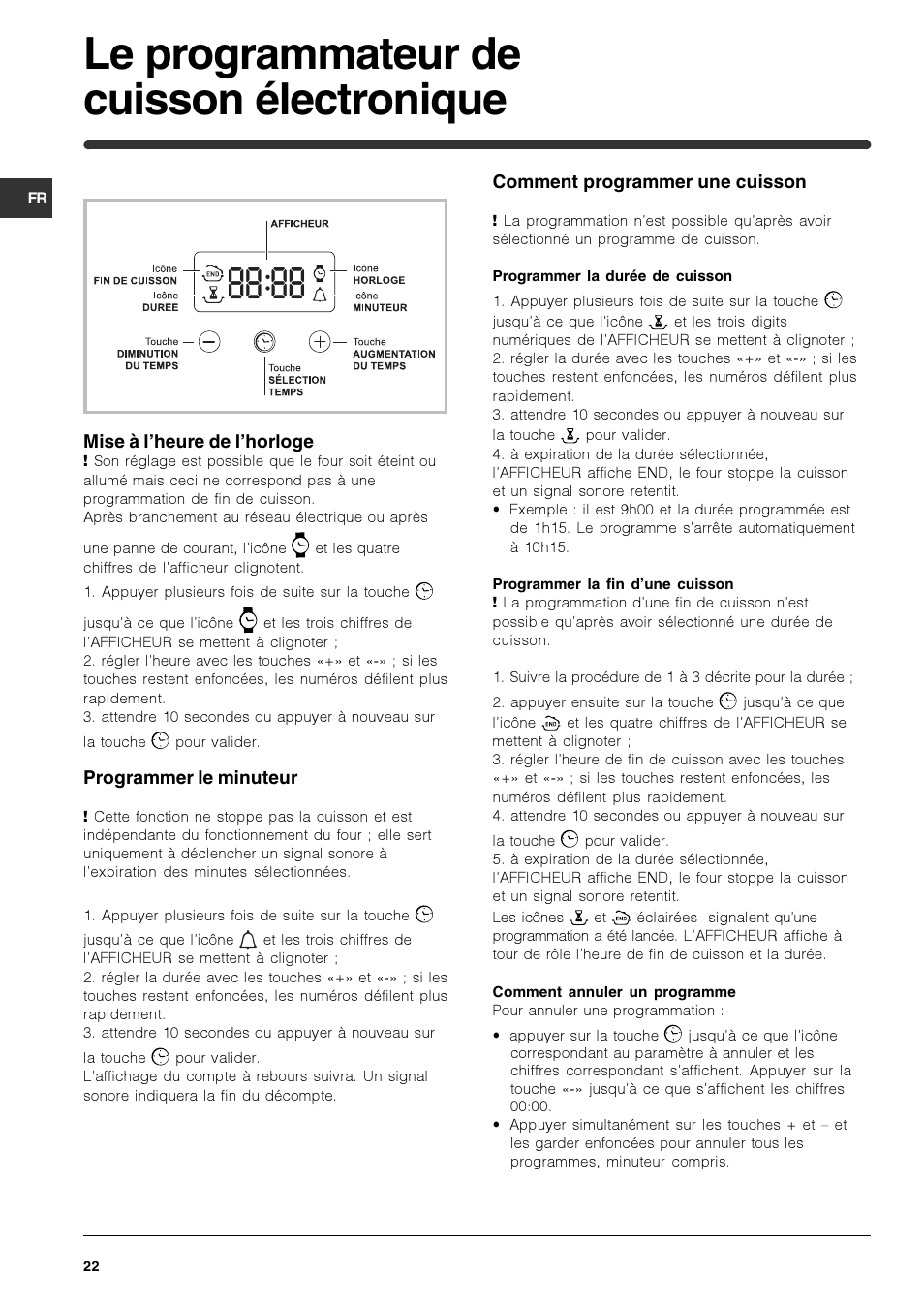 Le programmateur de cuisson électronique | Indesit HIM 50 K.A IX User Manual | Page 22 / 84