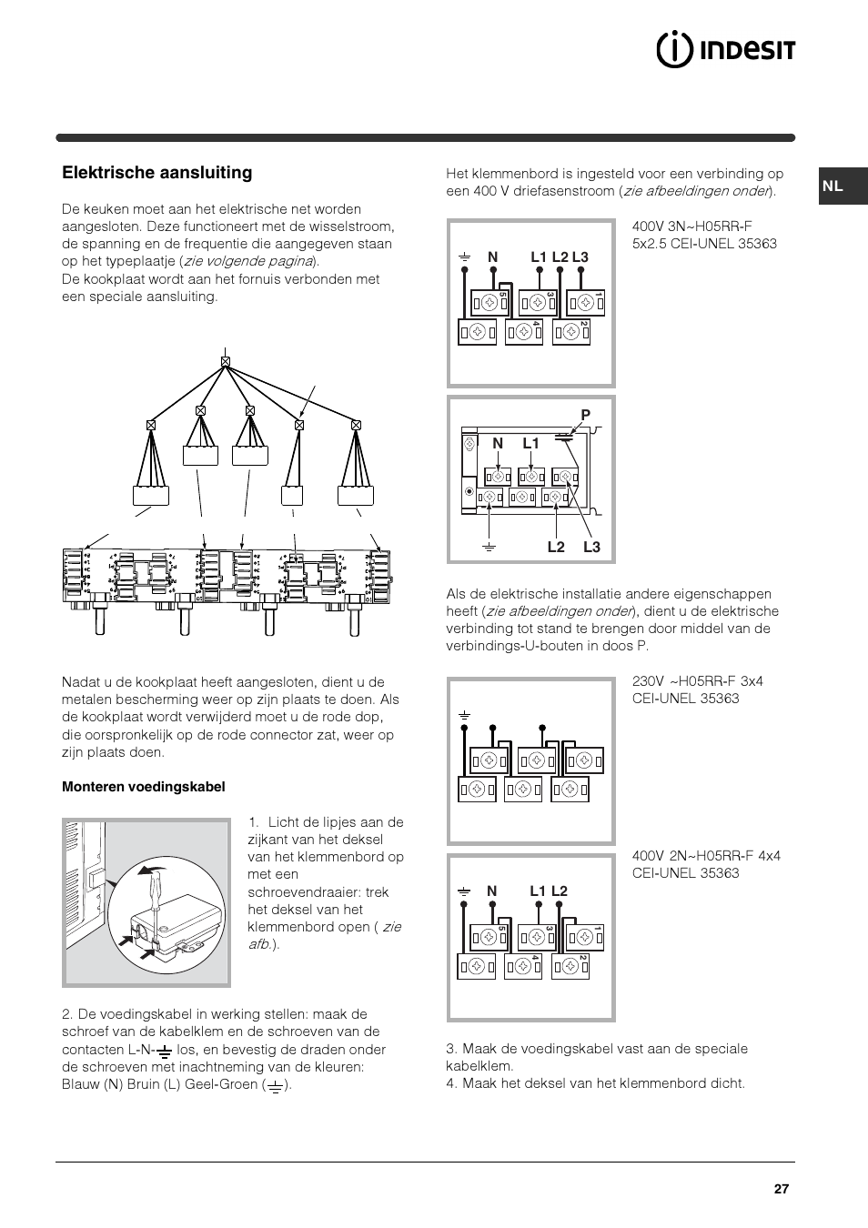 Elektrische aansluiting | Indesit HIM 50 K.A IX User Manual | Page 27 / 84
