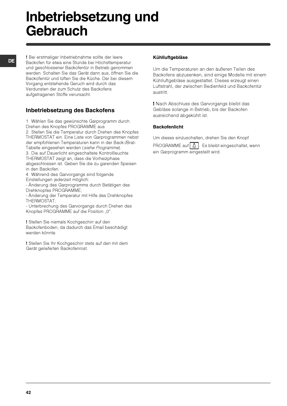 Inbetriebsetzung und gebrauch | Indesit HIM 50 K.A IX User Manual | Page 42 / 84