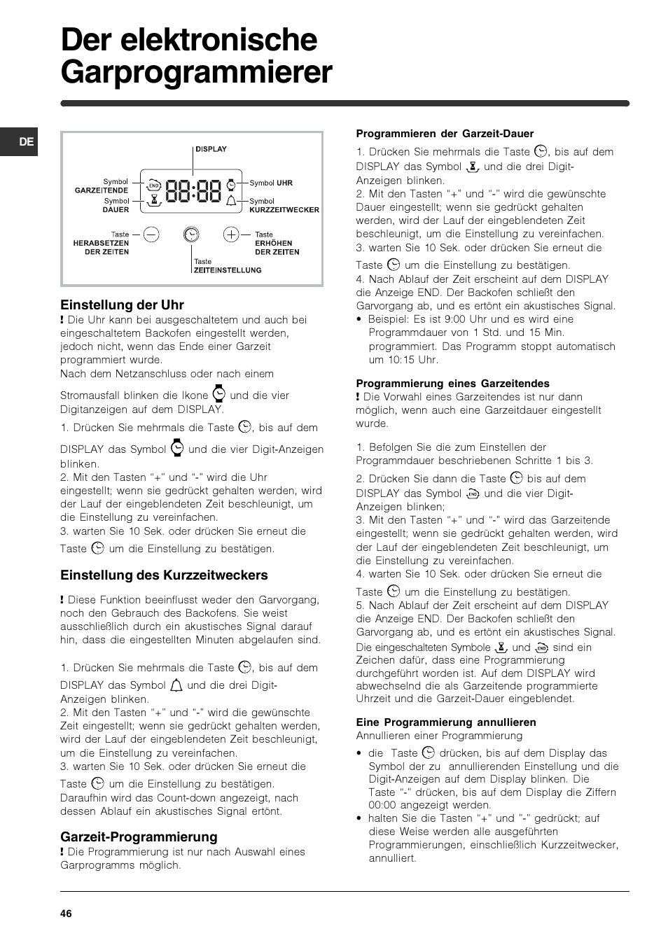 Der elektronische garprogrammierer | Indesit HIM 50 K.A IX User Manual | Page 46 / 84