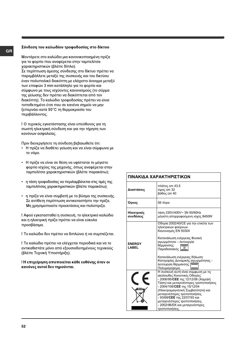 Indesit HIM 50 K.A IX User Manual | Page 52 / 84