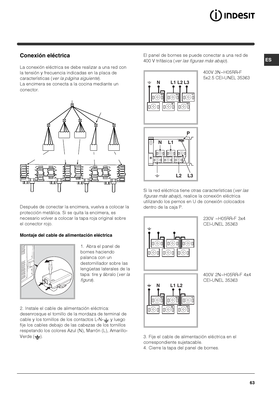 Conexión eléctrica | Indesit HIM 50 K.A IX User Manual | Page 63 / 84