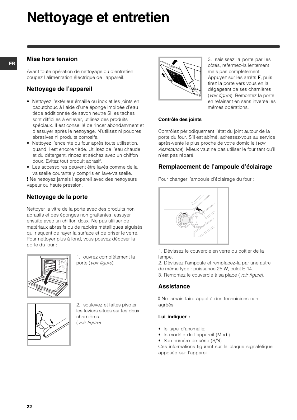 Nettoyage et entretien | Indesit HIM 531 EK.A IX User Manual | Page 22 / 68