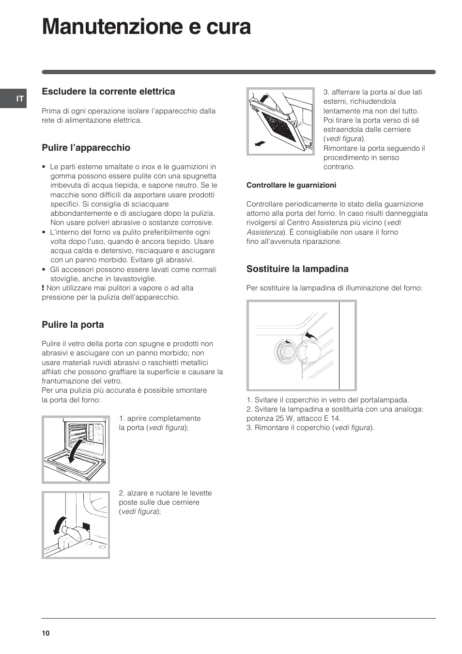 Manutenzione e cura | Indesit FIM 20 K.A IX User Manual | Page 10 / 72