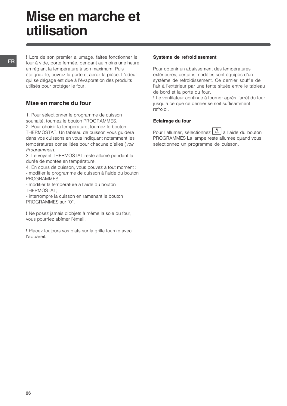 Mise en marche et utilisation | Indesit FIM 20 K.A IX User Manual | Page 26 / 72