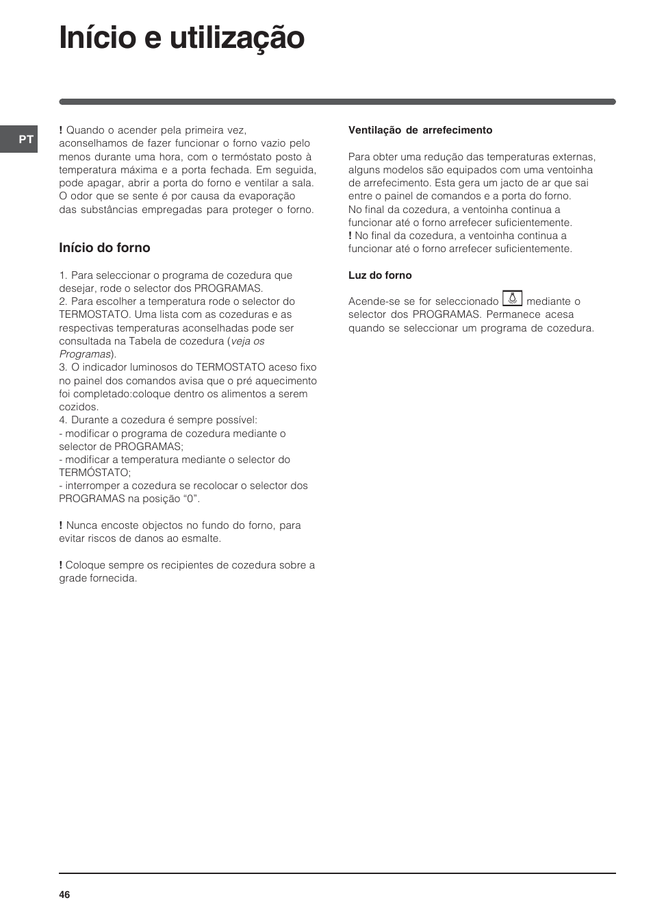 Início e utilização | Indesit FIM 20 K.A IX User Manual | Page 46 / 72