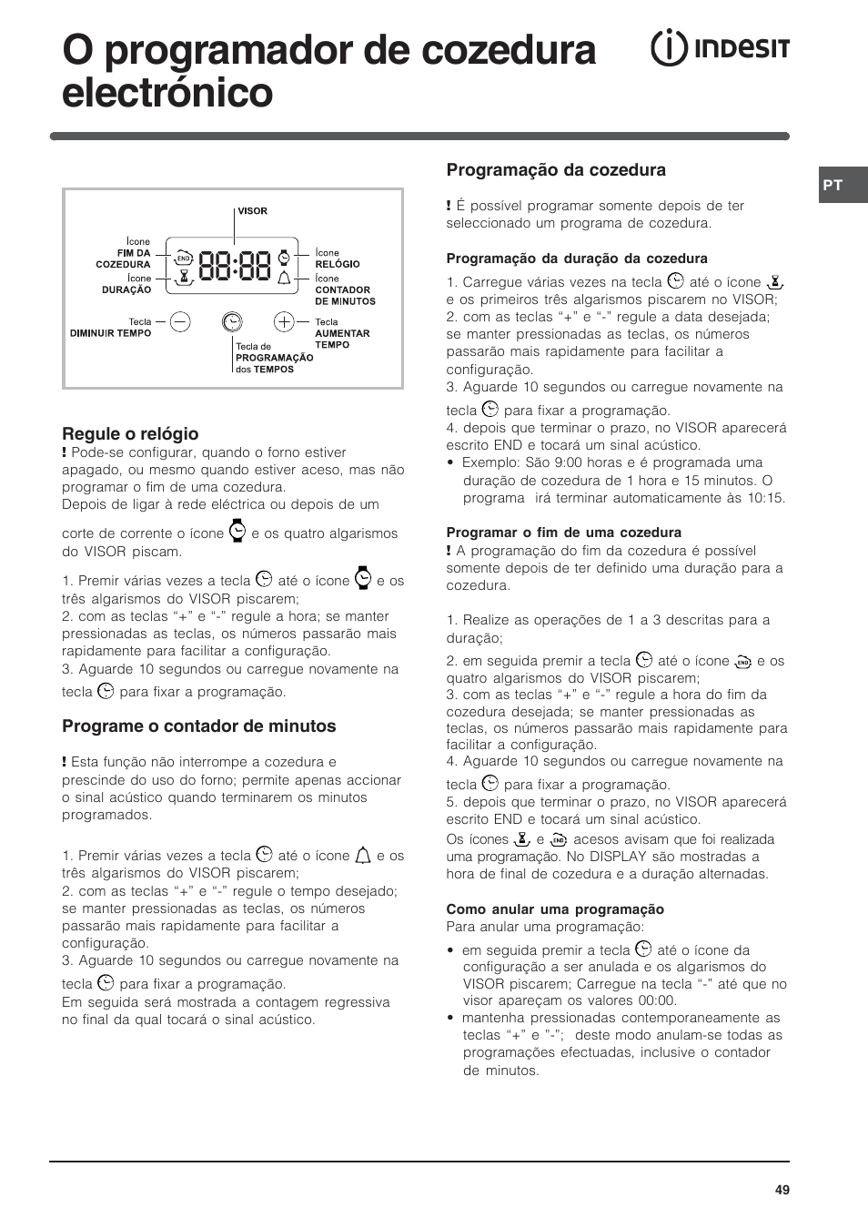 O programador de cozedura electrónico | Indesit FIM 20 K.A IX User Manual | Page 49 / 72