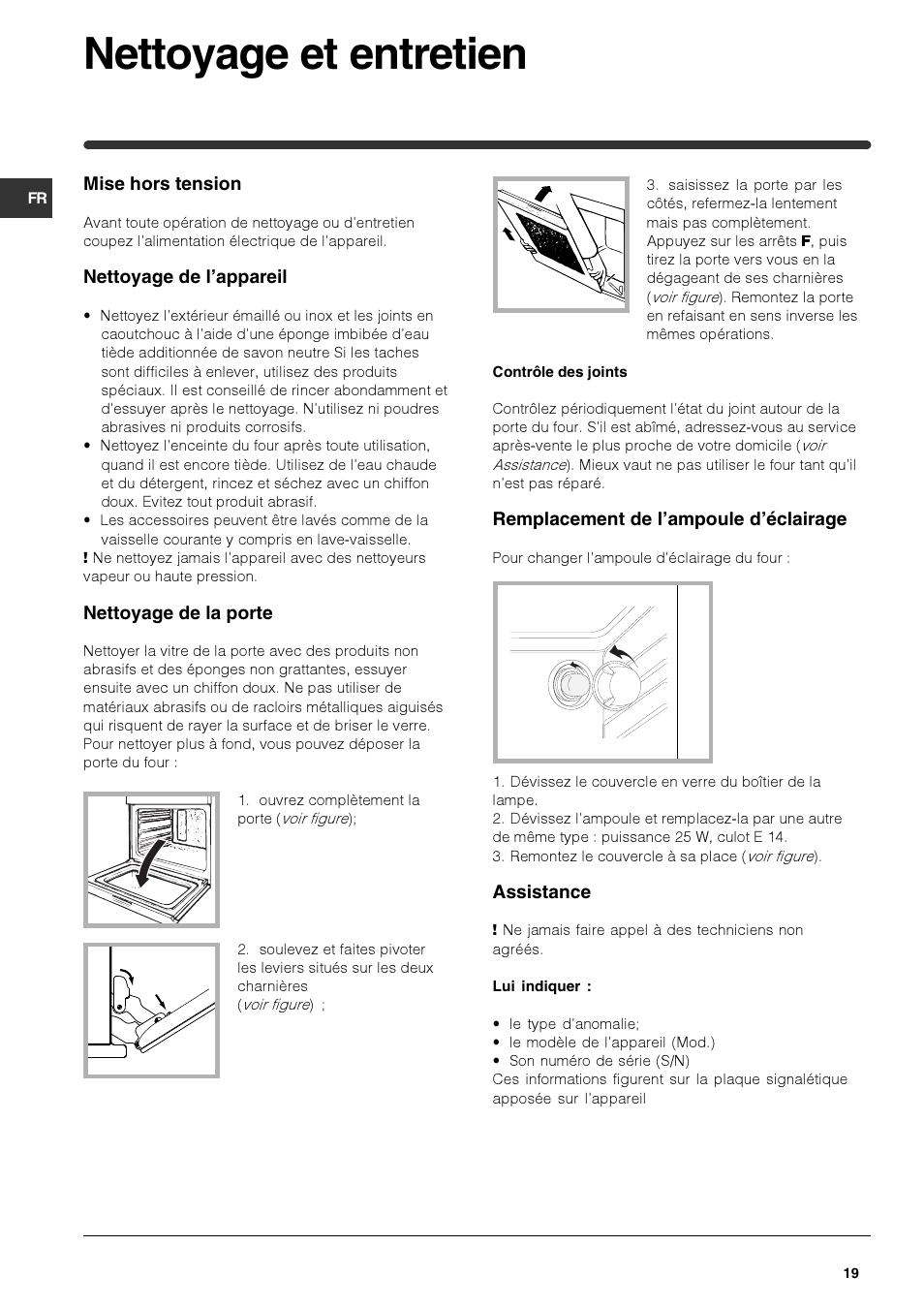 Nettoyage et entretien | Indesit HIM 20 K.A IX User Manual | Page 19 / 52