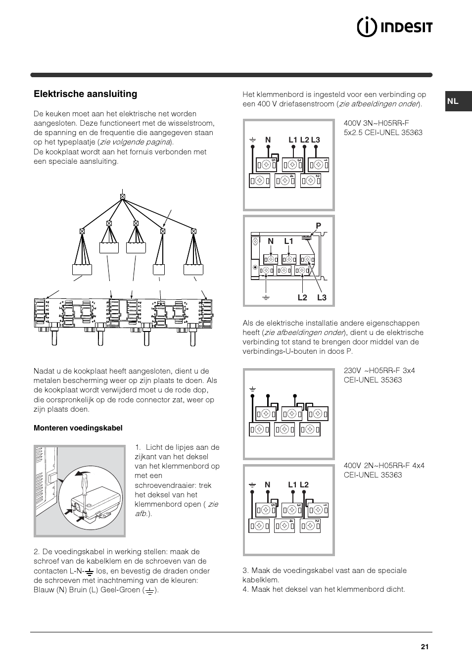 Elektrische aansluiting | Indesit HIM 20 K.A IX User Manual | Page 21 / 52