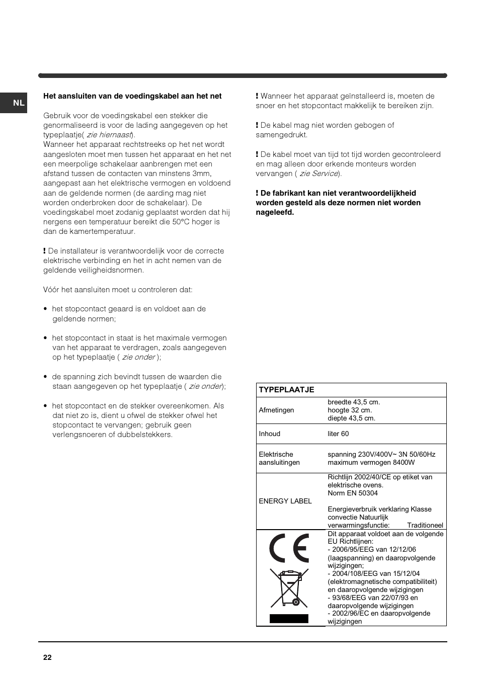 Indesit HIM 20 K.A IX User Manual | Page 22 / 52