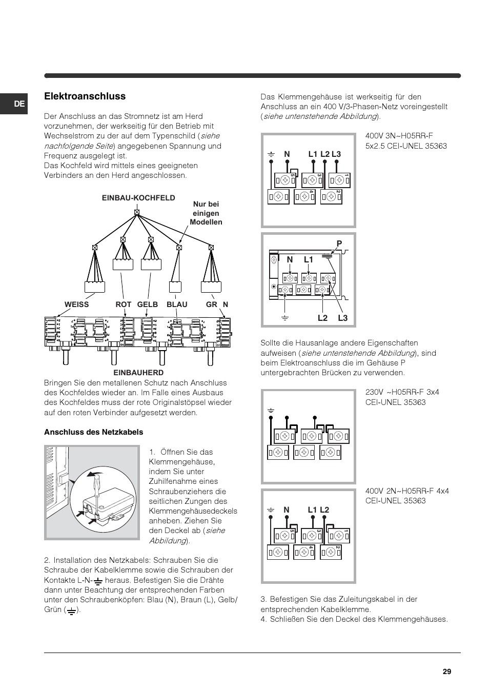 Elektroanschluss | Indesit HIM 20 K.A IX User Manual | Page 29 / 52